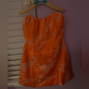 orange and pink showpo strapless dress